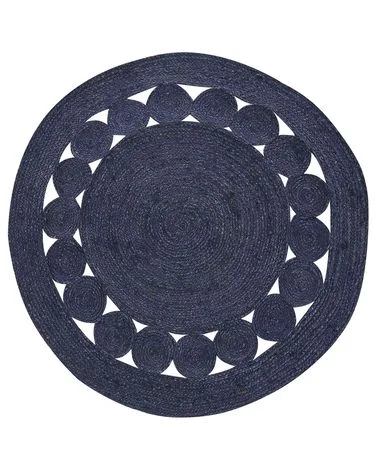 Teppe KOYUNLU Mørkeblå ø 120 cm Jute v:7181093 Teppe KOYUNLU Mørkeblå ø 120 cm Jute v:7181093