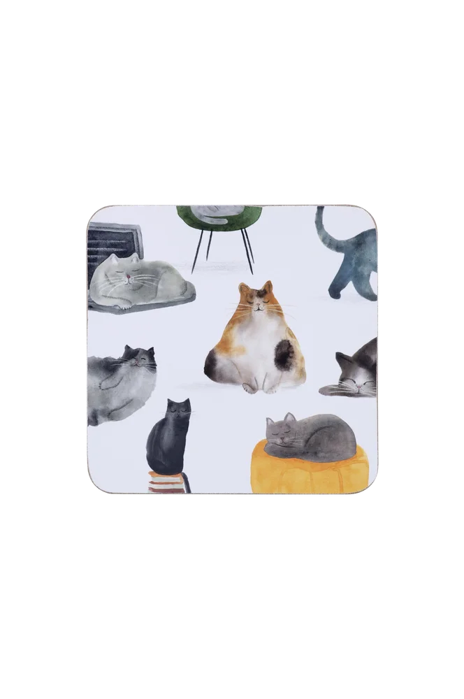 Coasters 4-p Cats – Flerfarget – Kjøkken & husholdning | m v:6972968