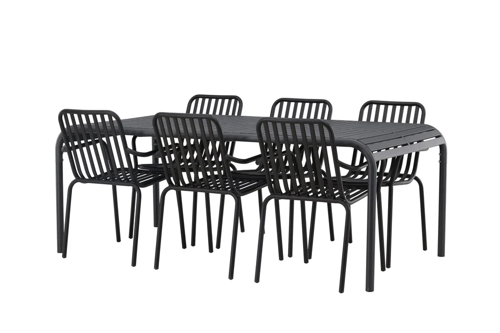 Borneo Spisegruppe 200 cm + 6 Peking Karmstoler v:9882193 Borneo Spisegruppe 200 cm + 6 Peking Karmstoler v:9882193