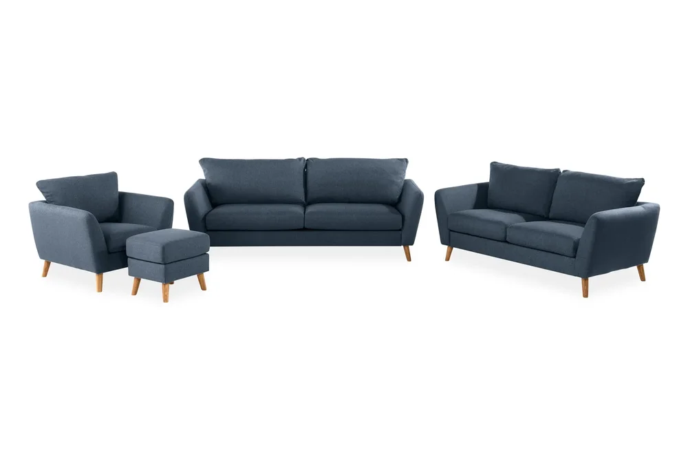 Trend Sofagruppe 3-seters + 2-seters Sofa + Lenestol + Fotskammel i Stoff v:7632697