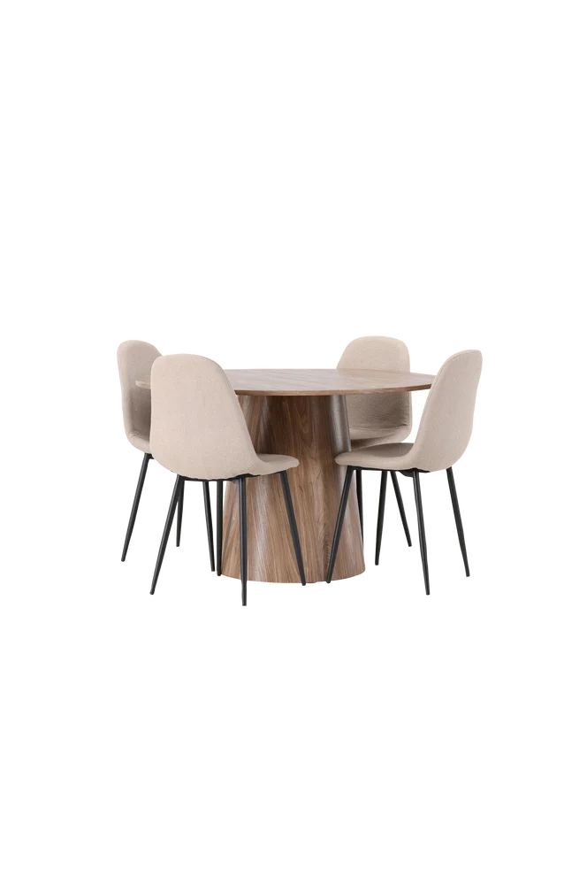 Spisegruppe Lanzo med 4 stk stoler Polar - Brun m v:5167676