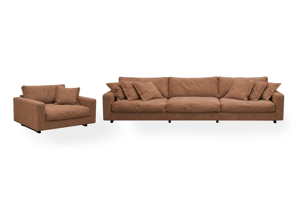 Valencia sofagruppe ekstra dyp 5-seters sofa + lenestol i chenille v:1911809