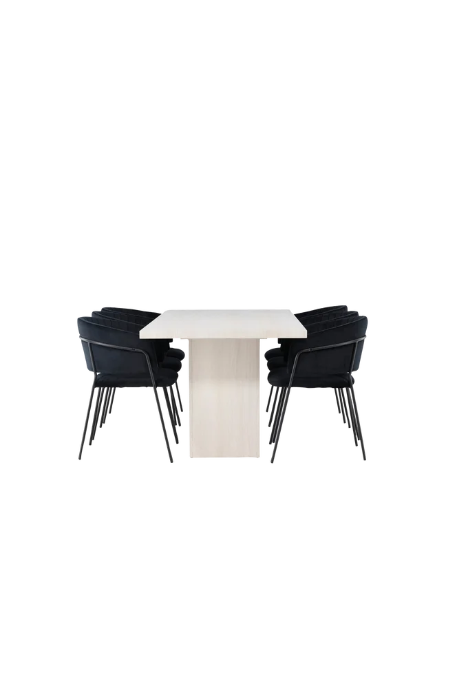 Spisegruppe Olga med 6 stk stoler Selma - Hvit m v:9087799