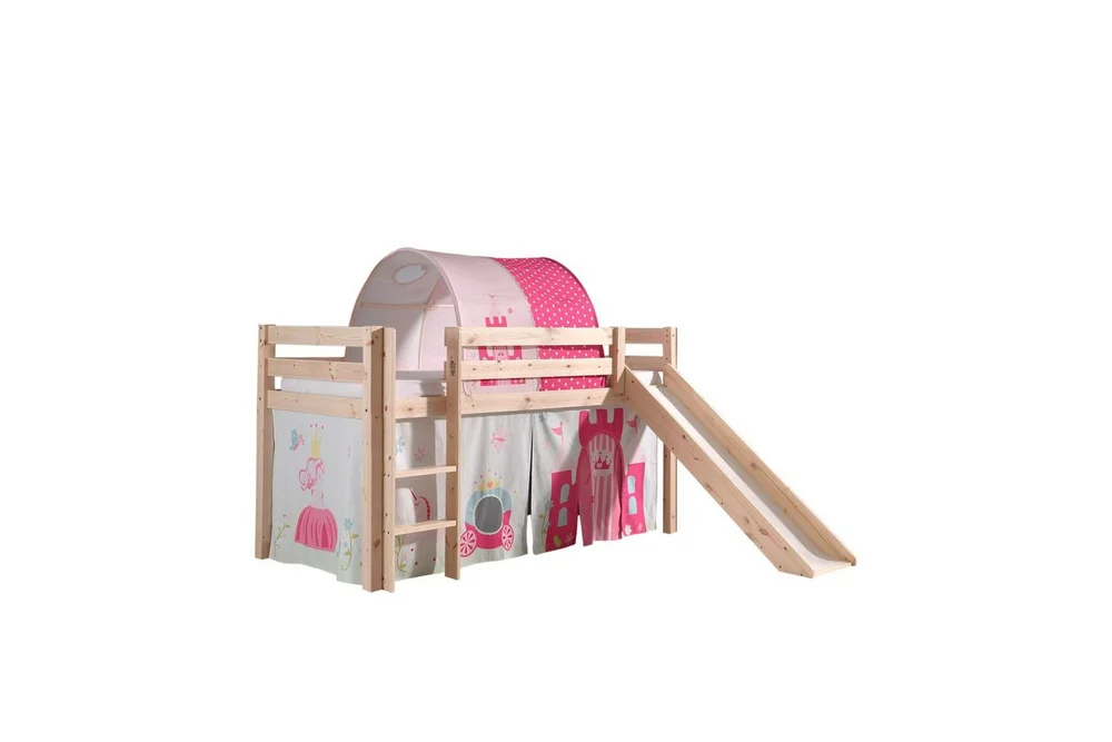 Middelseng med gardin Pino Princess Naturlig, Naturlig, Med sklie, Prinsesse, Ingen lommer v:4578121