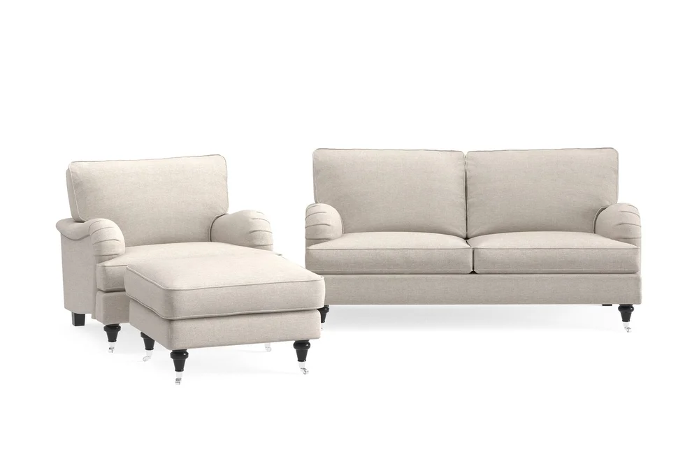Howard Classic Sofagruppe 2-seters Sofa + Lenestol + Fotskammel i Stoff v:8003535
