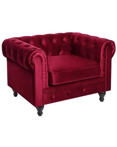 Lenestol CHESTERFIELD Fløyel Burgunder v:1514059 Lenestol CHESTERFIELD Fløyel Burgunder v:1514059