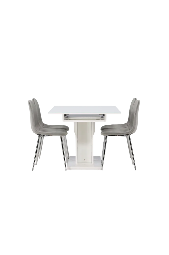 Spisegruppe Pluto med 4 stk stoler Eva - Hvit m v:166791