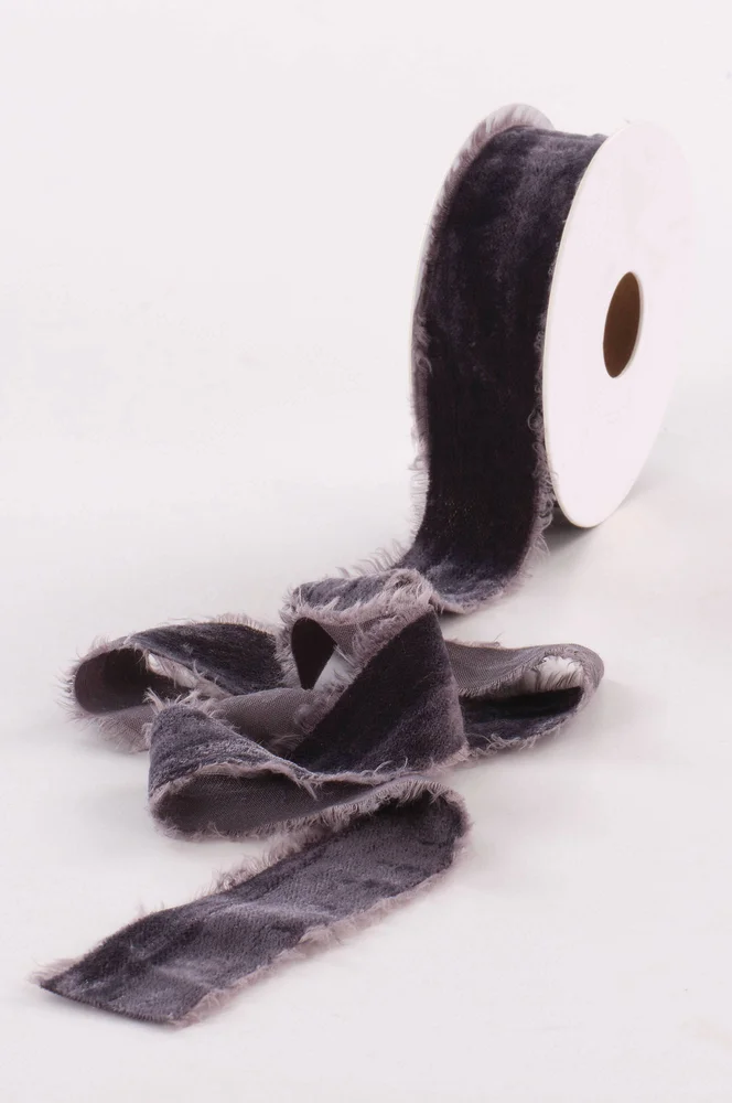 CRUSHED VELVET fløyelsbånd – Grå – Dekor | m v:6910444 CRUSHED VELVET fløyelsbånd – Grå – Dekor | m v:6910444