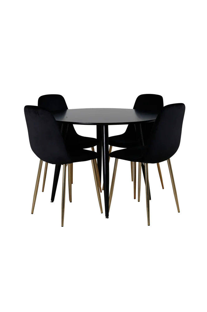 Spisebordssett Plaza med 4 stoler Polar – Svart m v:6150146 Spisebordssett Plaza med 4 stoler Polar – Svart m v:6150146