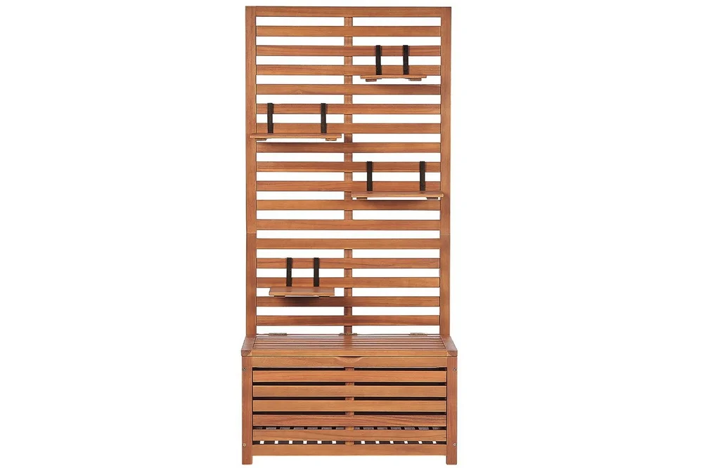 Trädgårdsbänk med väggpanel Beliani Matino Light wood v:2462575