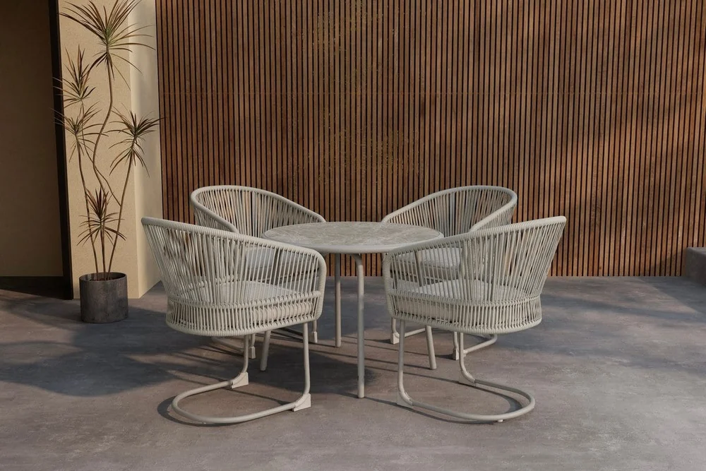 Tilos spisegruppe 90 cm med 4 stoler utendørs v:2088027