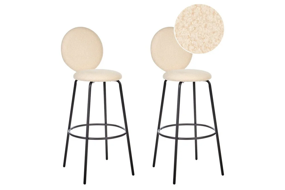 Barstol Beliani Emery set om 2 Beige-Svart Ljusbeige v:1306400 Barstol Beliani Emery set om 2 Beige-Svart Ljusbeige v:1306400