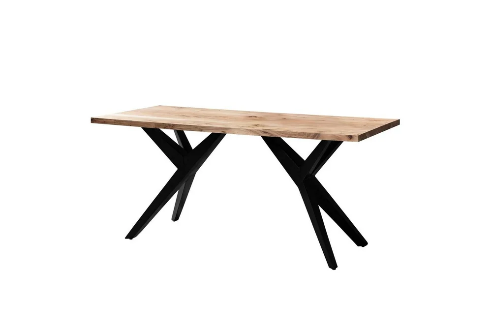 Spisebord Wohnling massivt tre industriell loft vinklet metallrammebein 120x60 cm v:2306416