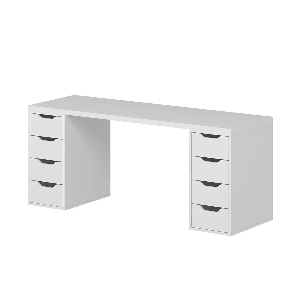 Skrivebord Kalune Design Alen 180 cm (180 x 75 x 60 cm) Hvit 8 skuffer v:2902368 Skrivebord Kalune Design Alen 180 cm (180 x 75 x 60 cm) Hvit 8 skuffer v:2902368