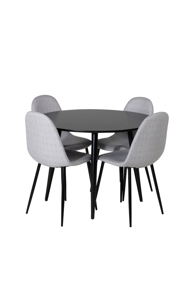 Spisebordssett Plaza med 4 stoler Polar - Svart m v:4180789