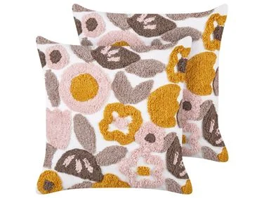 Sett med 2 pynteputer KANDIARO 45 x 45 cm Bomull Flerfarget Blomstermønster v:461386 Sett med 2 pynteputer KANDIARO 45 x 45 cm Bomull Flerfarget Blomstermønster v:461386