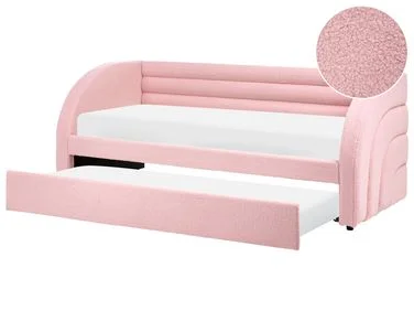 Uttrekksseng Bouclé ALBIAC 90 x 200 cm Pastellrosa v:740206 Uttrekksseng Bouclé ALBIAC 90 x 200 cm Pastellrosa v:740206