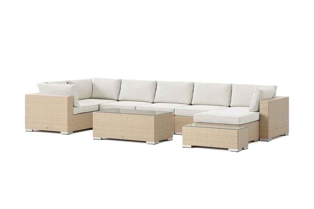 Bahamas utendørs U-sofa 7-seters vendbar divan med åpen avslutning og bord v:9266027 Bahamas utendørs U-sofa 7-seters vendbar divan med åpen avslutning og bord v:9266027