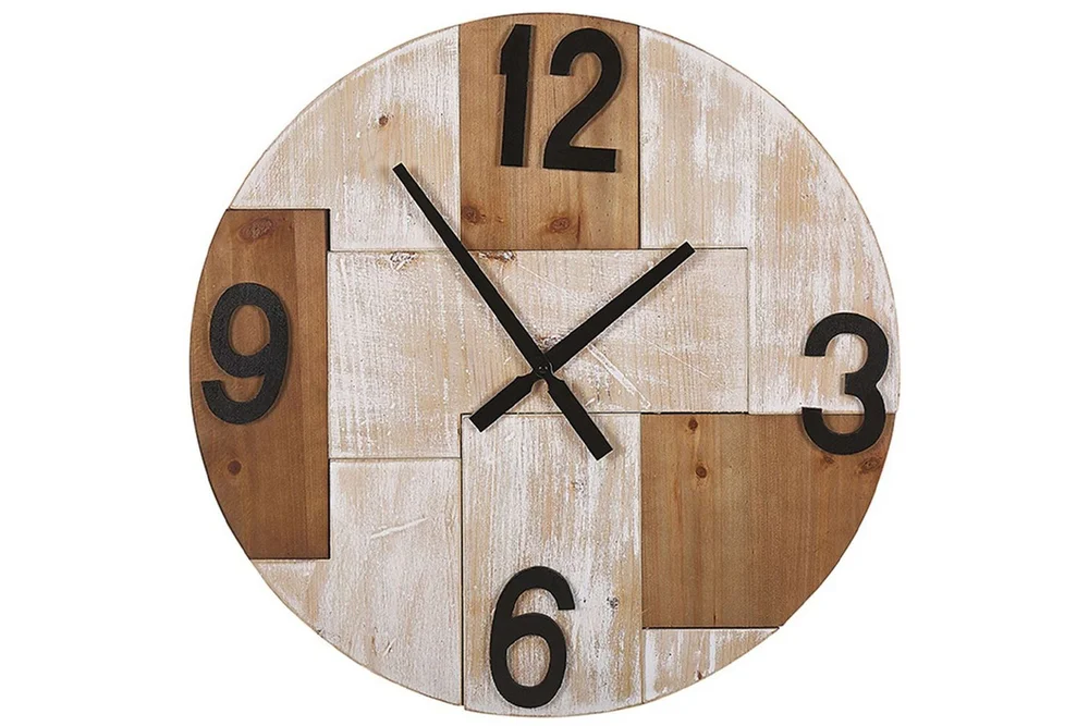 Väggklocka Beliani Michapan Light colored wood||Dark colored wood||Black v:6789818