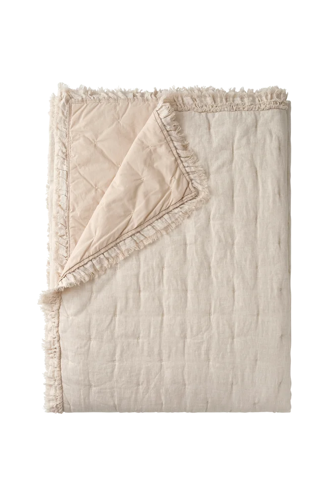 Sengeteppe Dottie i lin - Beige - Tekstiler | m v:2334988