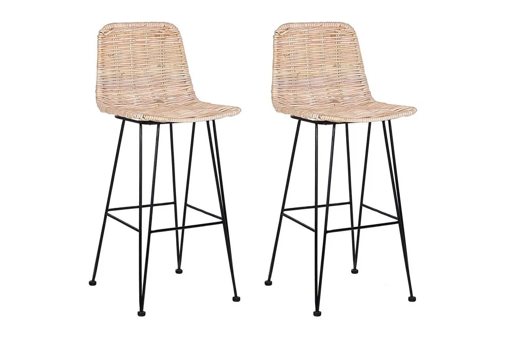Barstol Beliani Cassita set om 2 Natur-Beige-Svart Natural v:3741729 Barstol Beliani Cassita set om 2 Natur-Beige-Svart Natural v:3741729