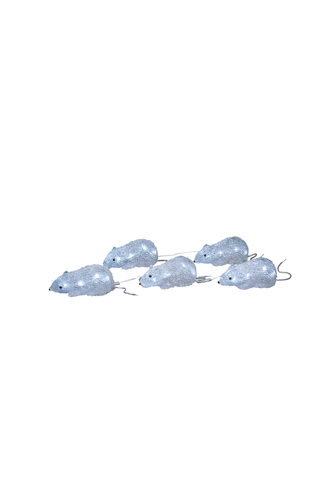 Akrylmus, 5 stk./sett, LED – Hvit – Belysning | m v:7495024