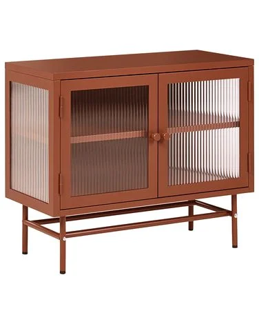 Skjenk med glassdører DEVON 77 cm Metall Gullbrun v:8387656 Skjenk med glassdører DEVON 77 cm Metall Gullbrun v:8387656