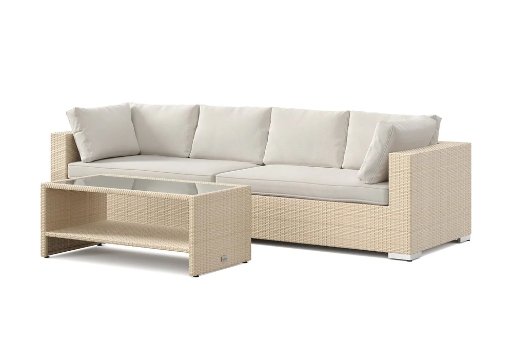Bahamas utesofa 4-seters med bord og hylle v:4337692 Bahamas utesofa 4-seters med bord og hylle v:4337692