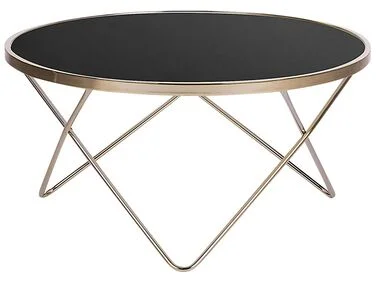 Sofabord MERIDIAN Herdet glass Svart/gull v:6496547 Sofabord MERIDIAN Herdet glass Svart/gull v:6496547