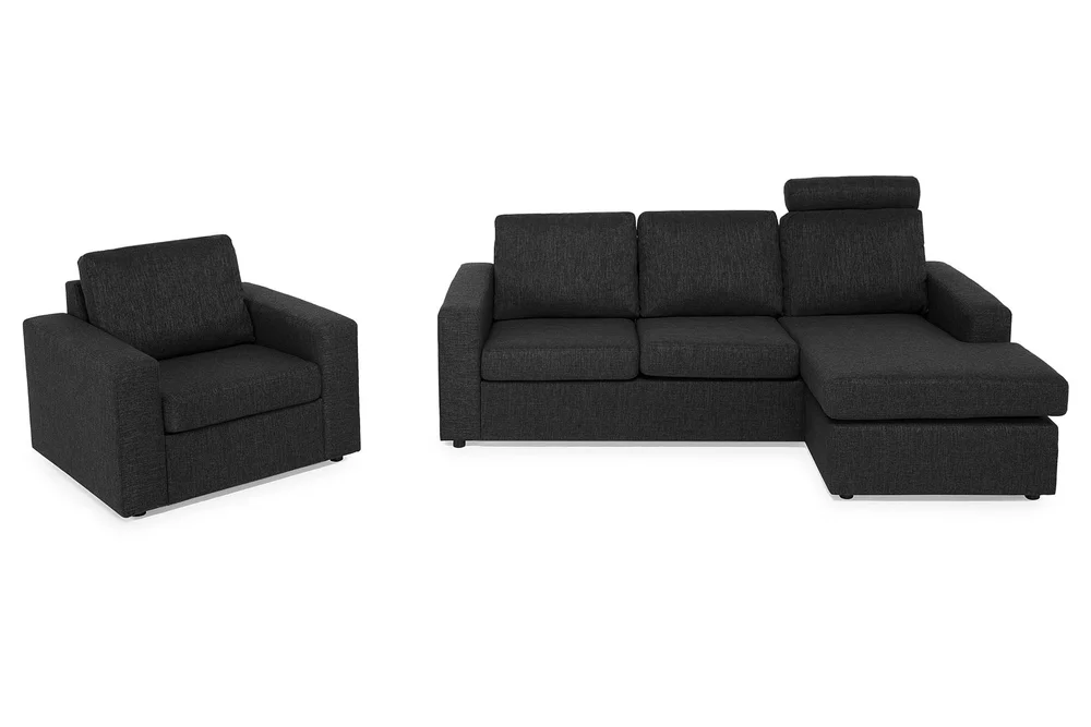 Crazy Sofagruppe 3-seters Vendbar L-formet Sjeselongsofa + Lenestol i Stoff v:8226033