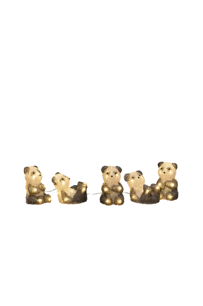 Pandaer i akryl, 5 stk./sett, LED – Svart – Belysning | m v:5894053