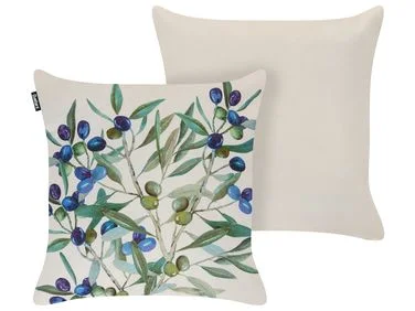 Sett med 2 utendørsputer ALOYSIA Plantemønster 45 x 45 cm Lys beige v:7658114