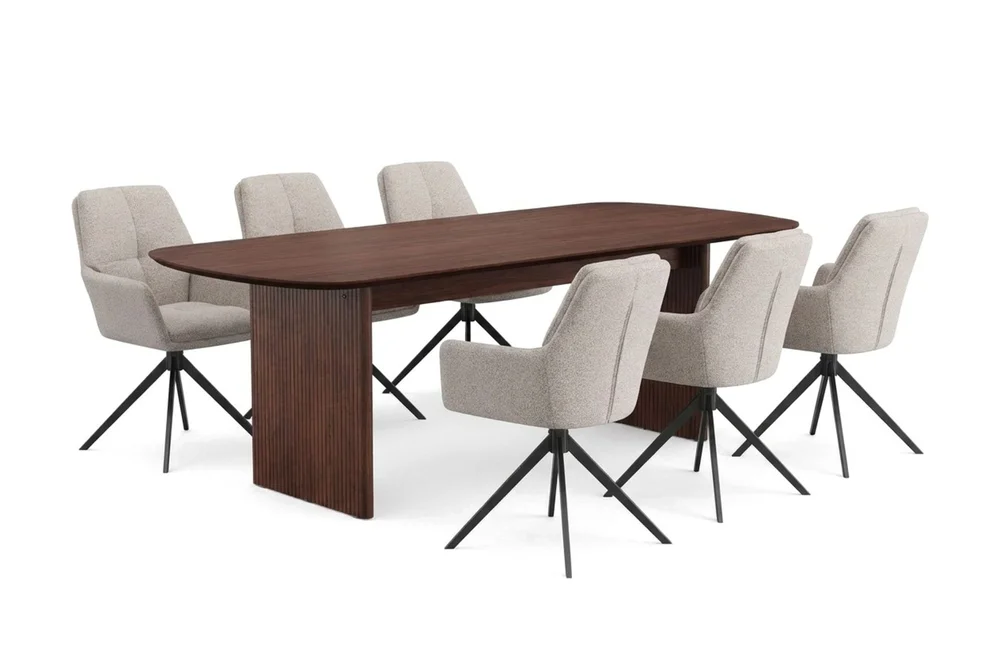 Alma spisegruppe rektangulær 220 cm valnøtt med 6 Torsby spisestoler v:7783076 Alma spisegruppe rektangulær 220 cm valnøtt med 6 Torsby spisestoler v:7783076