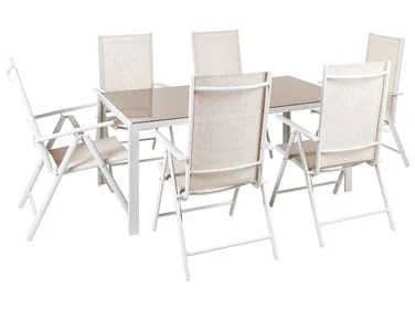 Spisegruppe til uteplassen 6-seters CATANIA Metall Beige v:8104658 Spisegruppe til uteplassen 6-seters CATANIA Metall Beige v:8104658