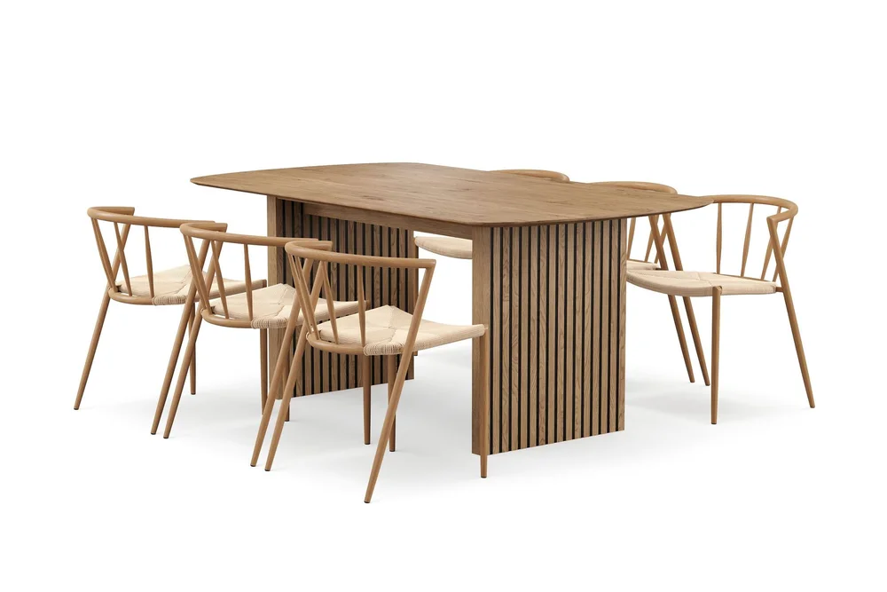 Richeto spisebord 180 cm med 6 Winston spisestoler v:9609640