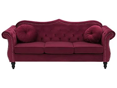 Sofa 3-seter SKIEN II Fløyel Mørkerød v:5095751