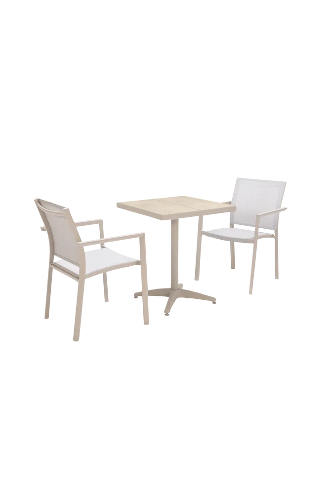 Urbanite kaffesett m. firkantet bord 64×64 cm og 2 stabelbare armstoler – Natur – Utemøbler & hage | m v:1708678 Urbanite kaffesett m. firkantet bord 64×64 cm og 2 stabelbare armstoler – Natur – Utemøbler & hage | m v:1708678