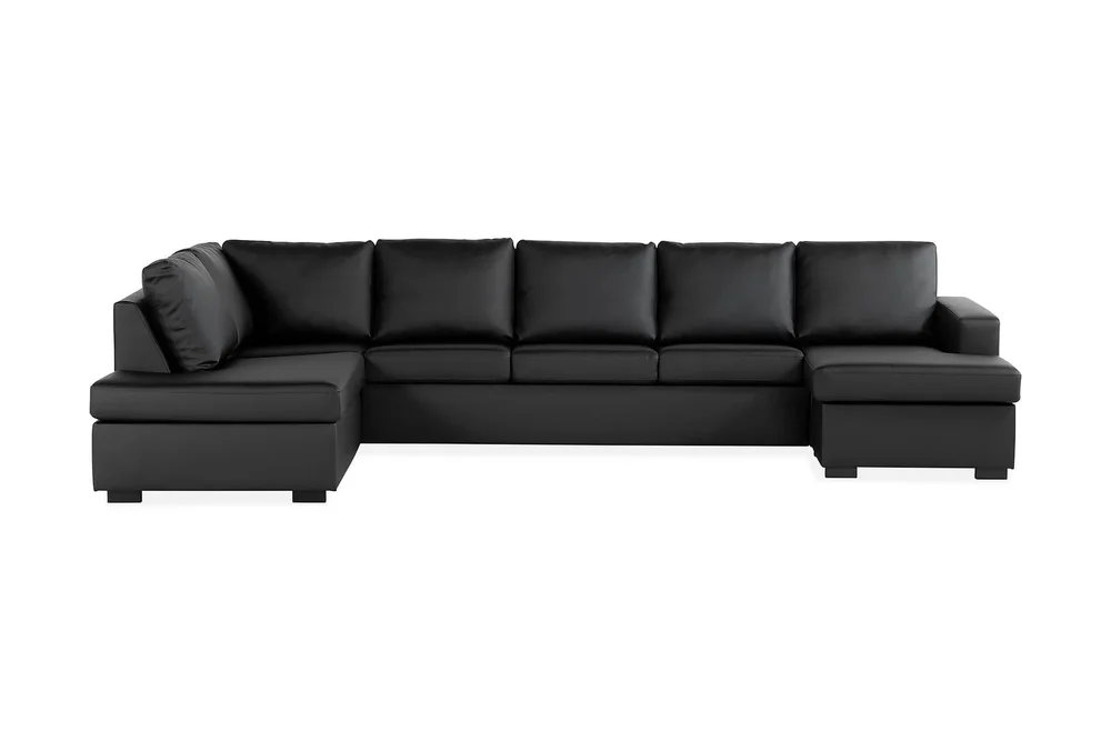 Crazy 5-seters Venstrevendt U-formet X-Large Sofa med Divan og Sjeselong i Kunstlær v:6641033 Crazy 5-seters Venstrevendt U-formet X-Large Sofa med Divan og Sjeselong i Kunstlær v:6641033