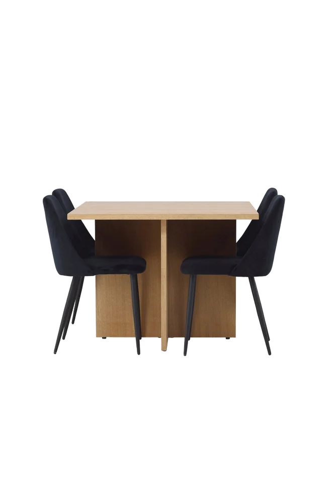 Spisegruppe Leo med 4 stk stoler Night - Brun m v:3488661