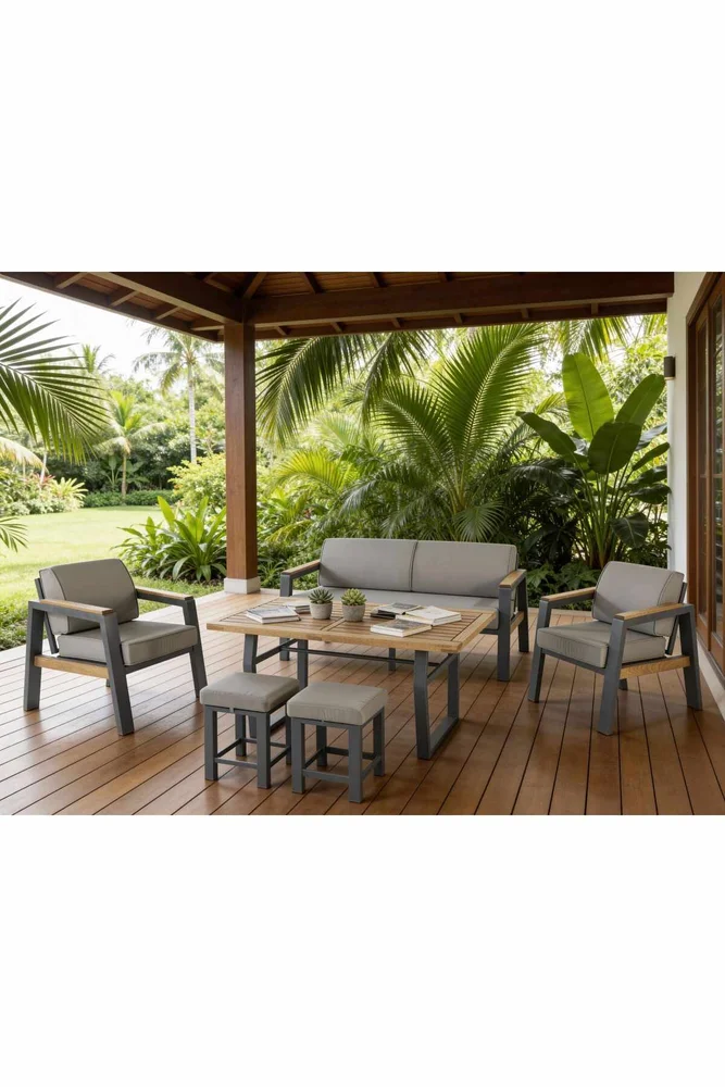 Hage-loungesett Atelier Del Sofa Leo 3+1+1+2 (170 x 78 x 63 cm) Grå v:4463865