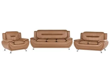 Sofagruppe 6-seters LEIRA Kunstskinn Gullbrun v:8227484 Sofagruppe 6-seters LEIRA Kunstskinn Gullbrun v:8227484