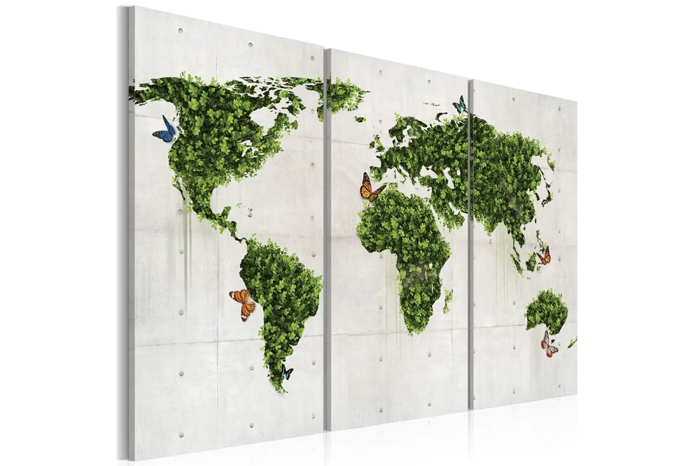 Bilde Grønt Land Sommerfugler Triptyk 120x80 v:4910457