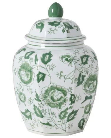 Vase med lokk FERROL 29 cm Porselen Hvit/grønn v:6691921 Vase med lokk FERROL 29 cm Porselen Hvit/grønn v:6691921
