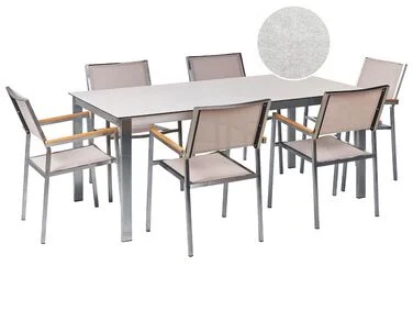 Spisegruppe til uteplassen 6-seters COSOLETO/GROSSETO Herdet glass Marmoreffekt Hvit/beige v:4386100 Spisegruppe til uteplassen 6-seters COSOLETO/GROSSETO Herdet glass Marmoreffekt Hvit/beige v:4386100