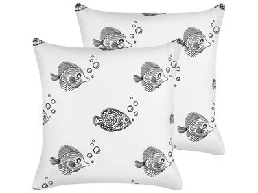 Sett med 2 pynteputer TWEEDIA 45 x 45 cm Bomull Hvit v:5785581 Sett med 2 pynteputer TWEEDIA 45 x 45 cm Bomull Hvit v:5785581