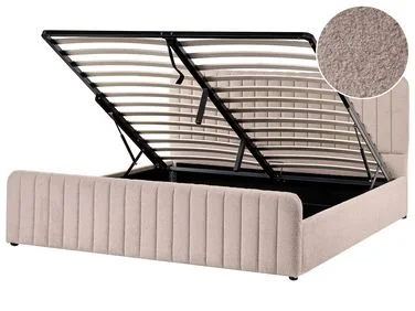 Seng med oppbevaring LUNAN Bouclé Beige 180 x 200 cm v:1601641
