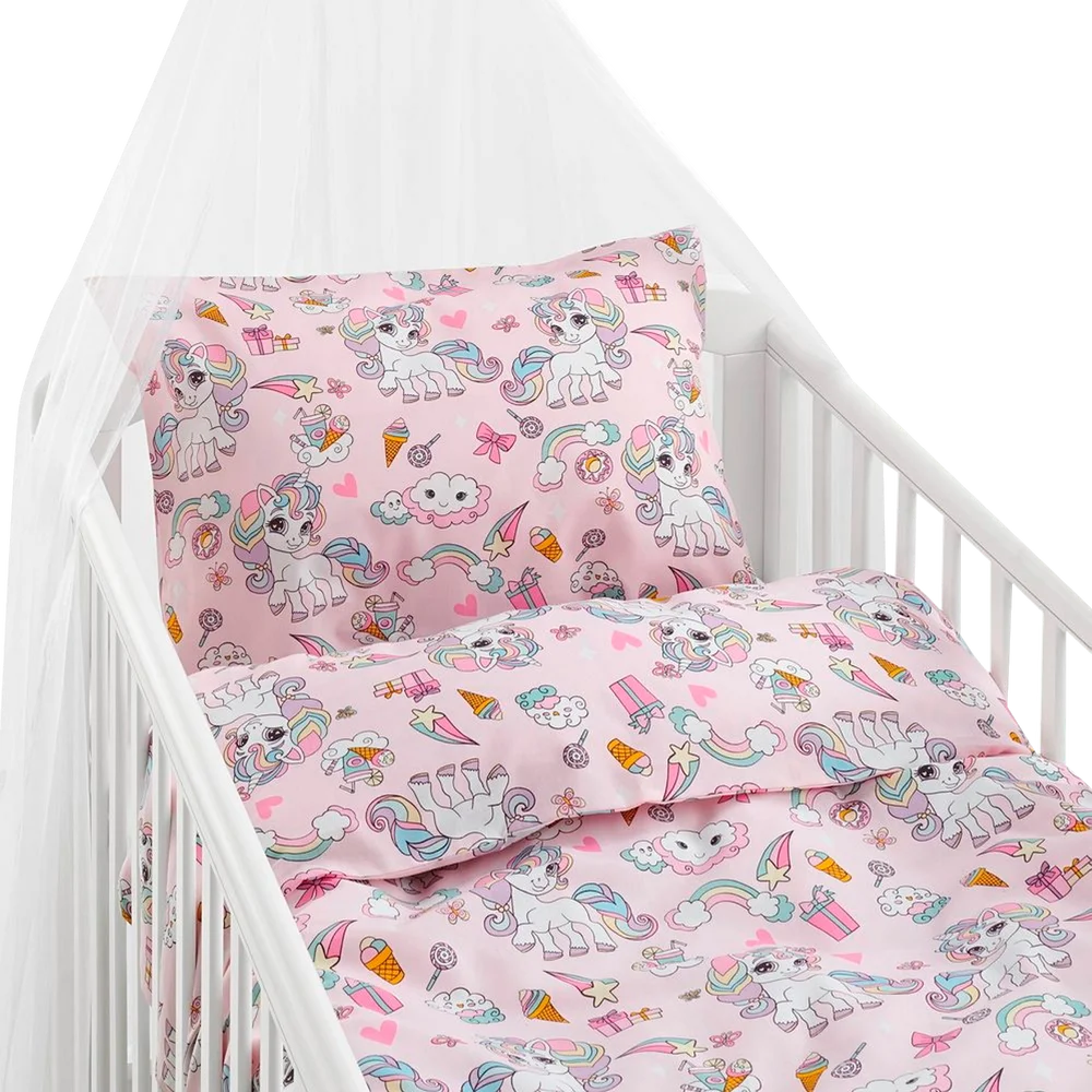 Dynebetrekk-sett til barneseng Unicorn – Rosa – Barnerom | m v:5941854 Dynebetrekk-sett til barneseng Unicorn – Rosa – Barnerom | m v:5941854