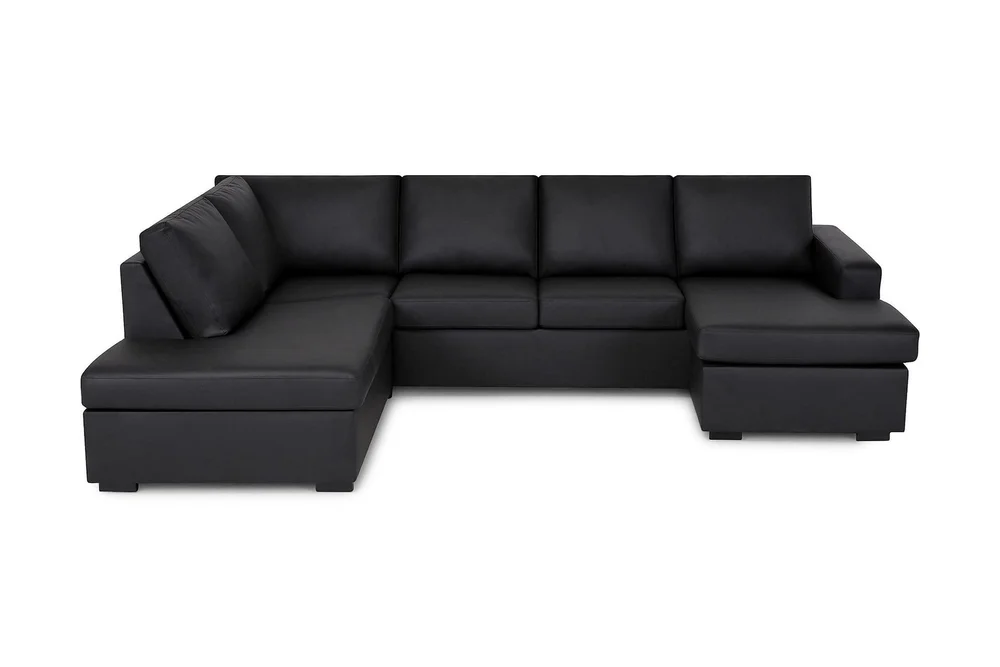 Crazy 4-seters Venstrevendt U-formet Large Sofa med Divan og Sjeselong i Kunstlær v:5923684