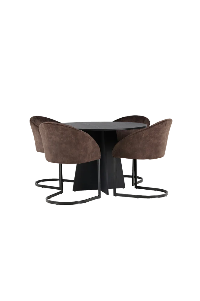 Spisegruppe Bootcut med 4 stk stoler Evening – Svart m v:3932780 Spisegruppe Bootcut med 4 stk stoler Evening – Svart m v:3932780