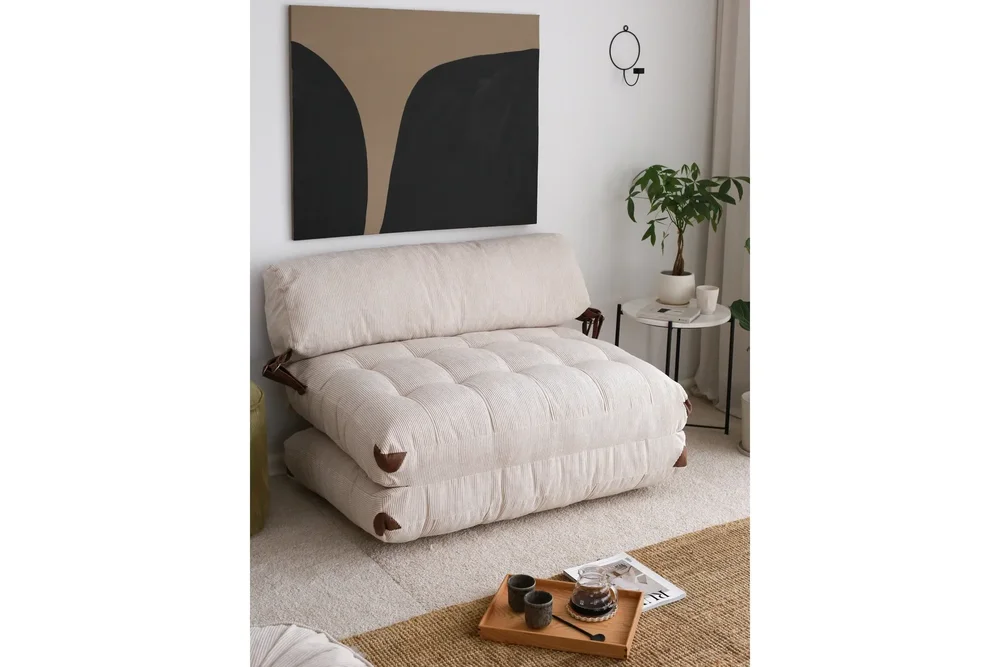 Fold Teddy Sovesofa Hvit v:9259582